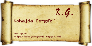 Kohajda Gergő névjegykártya